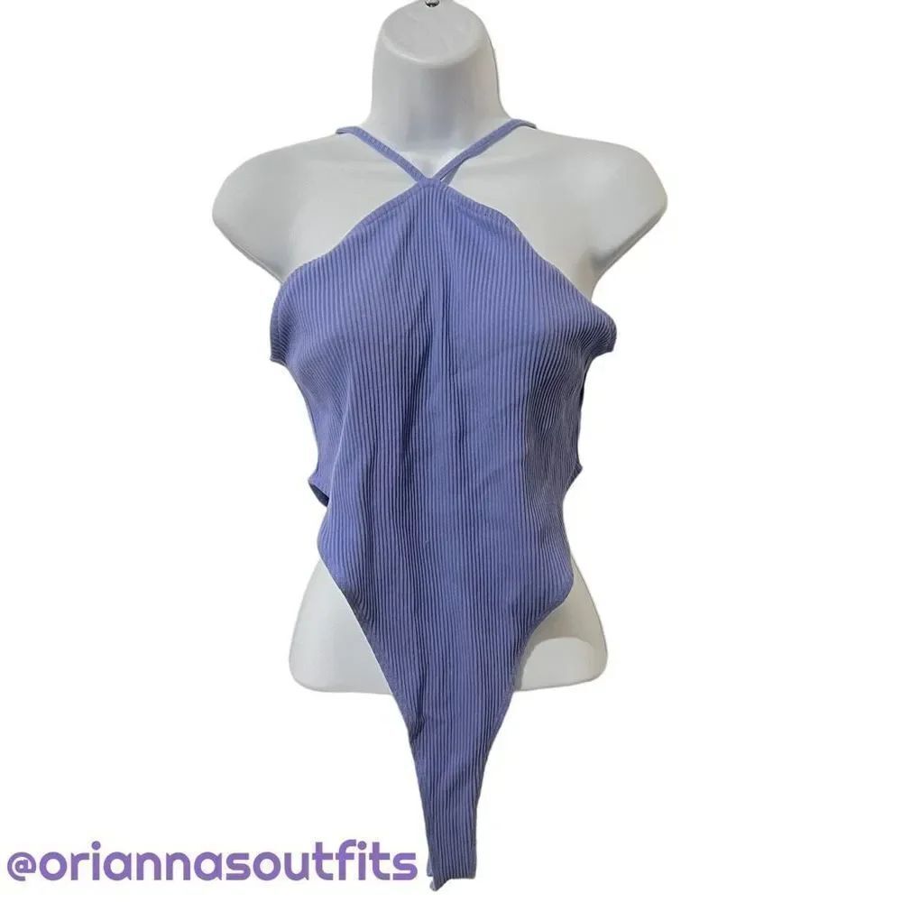 🔥4/$25 Wild Fable Women’s Halter Neck V-Back One Piece Bodysuit Purple